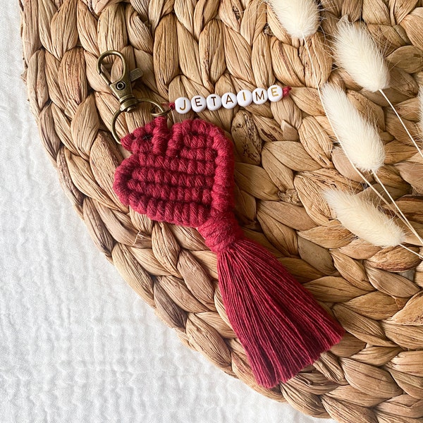 Porte-clés macramé | Coeur | Personnalisable | Cadeau