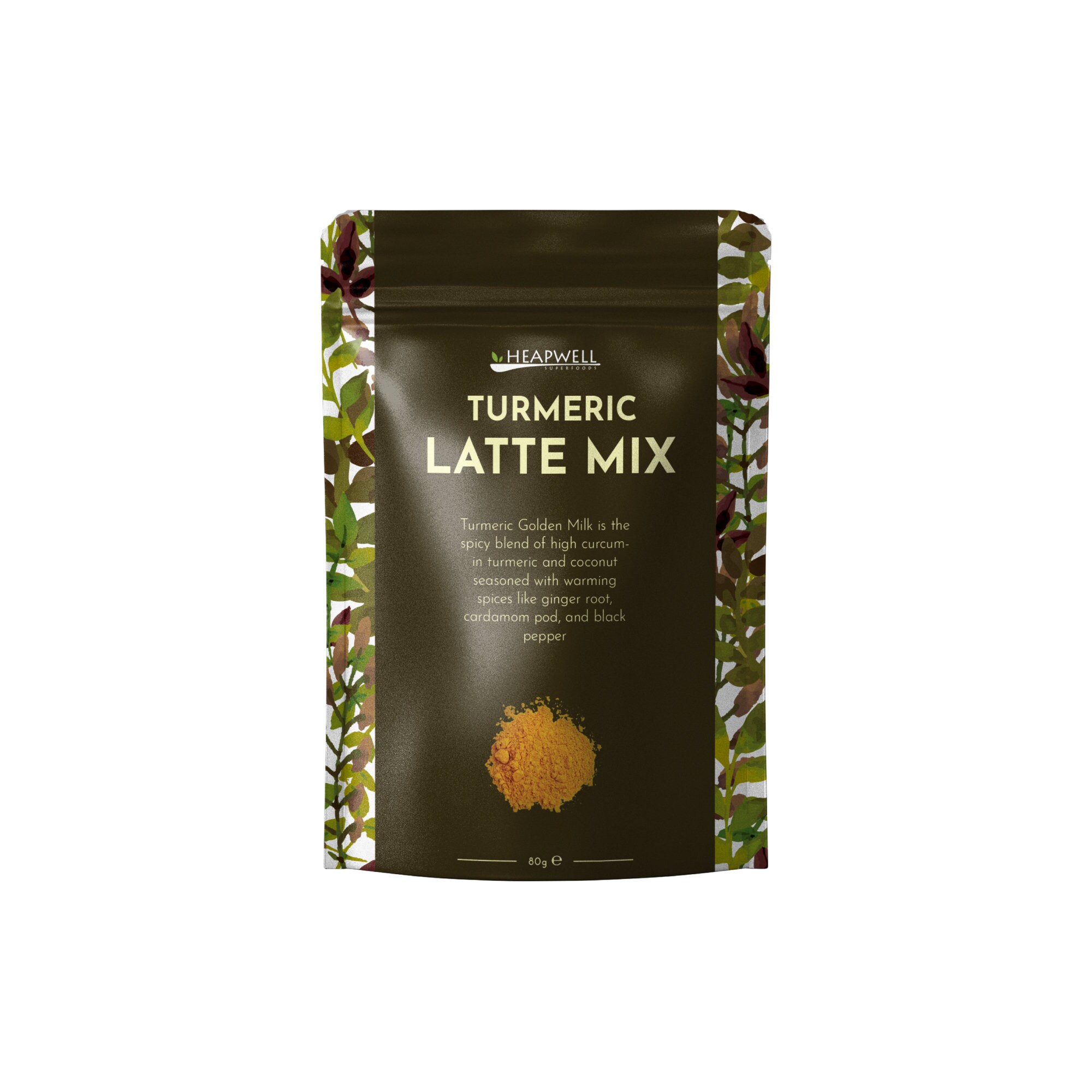 Turmeric Golden Milk Instant Mix 80g Coconut, Ginger Cardamom, Black Pepper Perfect for Vegans