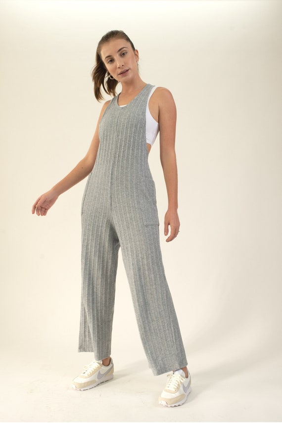 Summer Jumpsuit, Grey Everyday Romper, Maternity Overalls, Grey Ribbed Knit  Jumpsuit for the Beach, Stretchy Flowy Jumpsuit -  Canada
