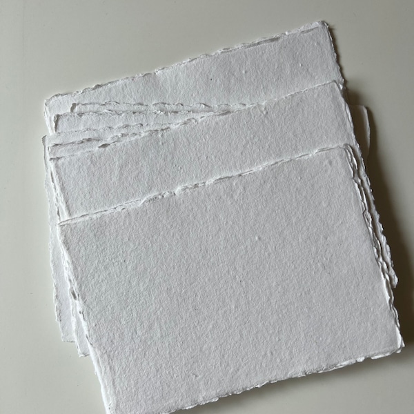 25 5 x 7"  | Wedding Invitation | A7 Deckled Edge Paper | White Cotton Rag Paper | Handmade Paper | Deckled Edge Paper