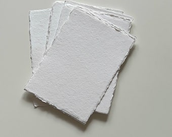100 White Handmade Cotton Rag Paper | Handmade Paper | Deckled Edge Paper | Wedding Invitation | Place Card | Response | A7 | A5 | Menu Card