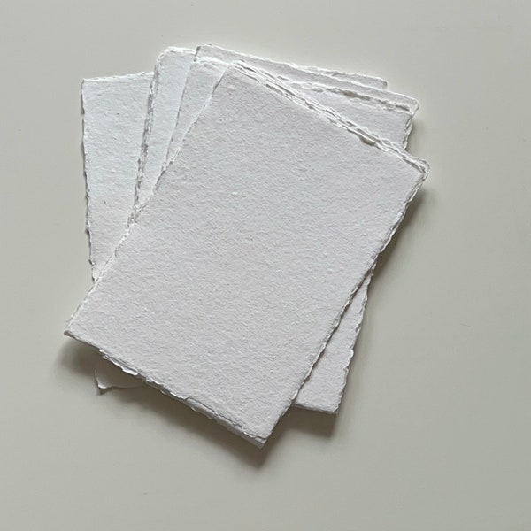 100 White Handmade Cotton Rag Paper | Handmade Paper | Deckled Edge Paper | Wedding Invitation | Place Card | Response | A7 | A5 | Menu Card