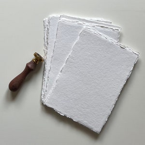 5 chiffons en coton blanc | Papier fait main |  Papier frangé | Faire-part de mariage | marque-places | Réponse | A7 | A5 | Carte de menu