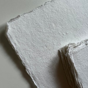 25 4 x 9" / Menù / Carta con bordo frastagliato / Carta di cotone bianco / Carta fatta a mano / Invito di nozze