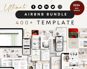 Airbnb Host Welcome Book template Airbnb Editable  Signs, Cleaning Checklists, Airbnb Printables, VRBO host bundle, AirBNB social media