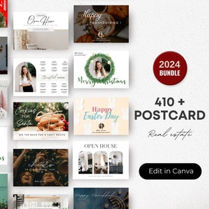 Real Estate Postcard Marketing Bundle Template, Introduction Market update , just listed Luxury Sellers Real Estate Marketing  Postcards