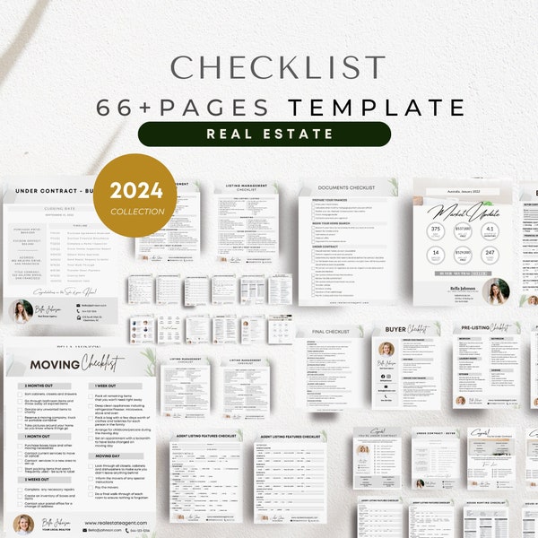 Sellers Real Estate  Checklist Bundle,  Prep - Listing  Template, Closing Day Checklist , Editable Digital Luxury Real Estate Marketing