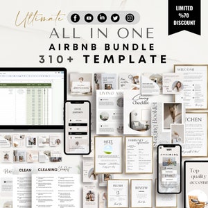 Airbnb Host Bundle Template Welcome Book Airbnb template, Editable Airbnb Signs, Cleaning Checklists, Airbnb Printables, VRBO host bundle image 1