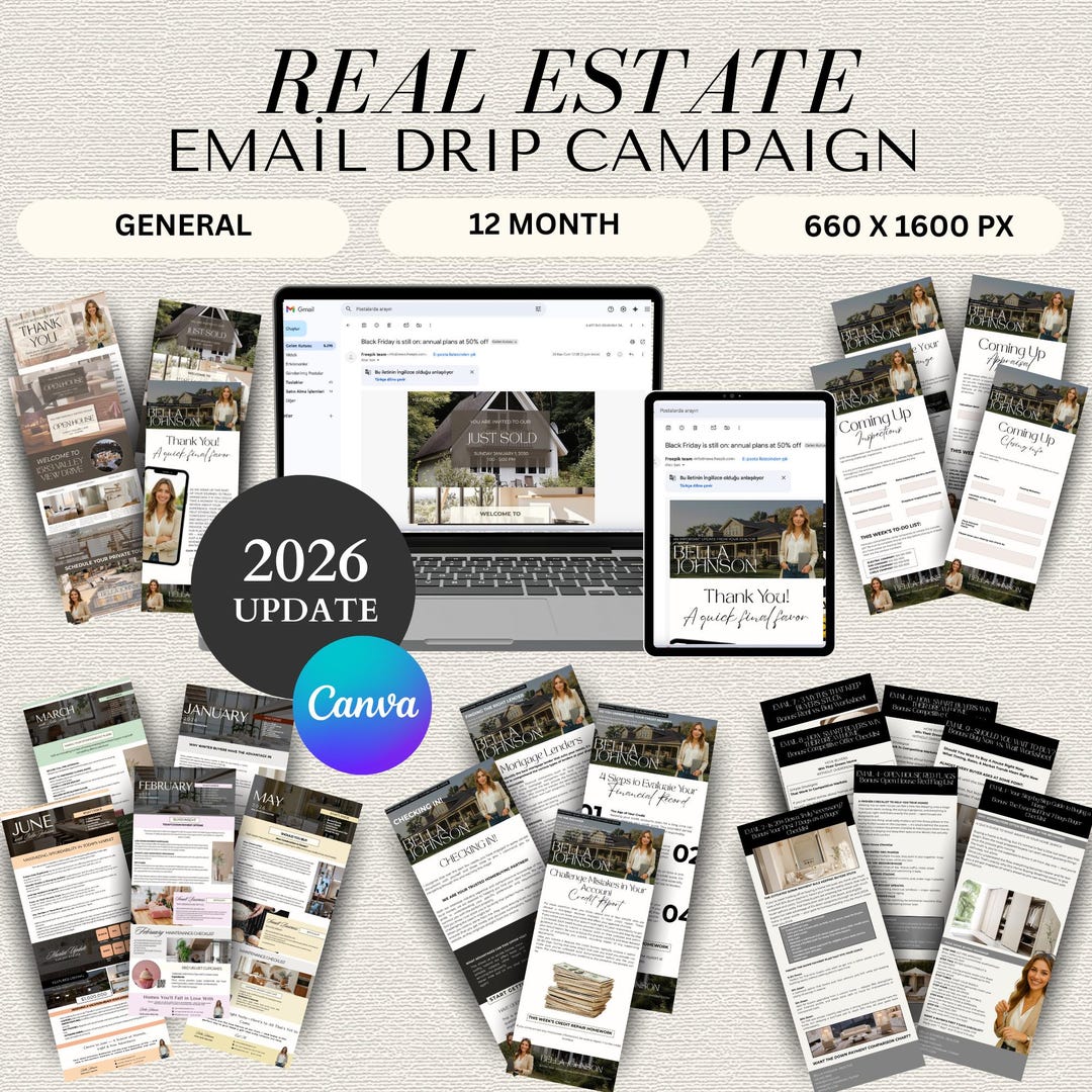 2026 Realtor Email Drip Campaign Bundle Buyer Seller Lead Email
