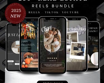 Real Estate Reels Template Marketing Social Media Instagram Bundle ,Realtor instagram PostTemplate Canva