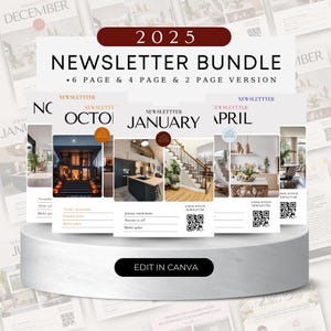 Real Estate Newsletter Bundle Mailler 2025 Real Estate Marketing 12 Month Realtor Newsletter  Real Estate Farming Newsletter  Template