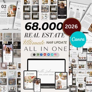Paquete de plantillas de marketing inmobiliario, Canva para agentes inmobiliarios, redes sociales inmobiliarias (descarga digital)