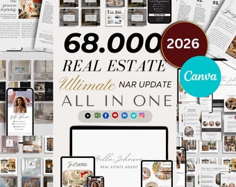 Real Estate Marketing Templates  Bundle, Realtor Canva,Real estate social media (Digital Download)