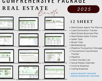 Real Estate Bookkeeping Seller Buyer Pipeline Transaction Management Rental  Leads Tracker Client List Textable Cards Intake Open House