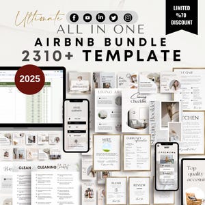 Modèle d&#39;offre groupée hôte Airbnb pour livre de bienvenue Modèle Airbnb, enseignes Airbnb modifiables, listes de contrôle de nettoyage, imprimés Airbnb, ensemble hôte VRBO