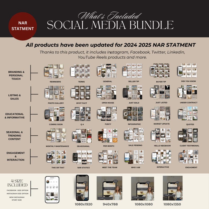 Modèle de marketing immobilier, Instagram Offre groupée de médias sociaux pour l'immobilier, Marketing immobilier, Agent immobilier Instagram PostTemplate Canva image 2