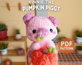 Pumpkin Pig Crochet Pattern, Autumn/Fall Amigurumi Piggy PDF Pattern, Crochet Animal Pattern, Autumn Decor, Digital Pattern, Crafts Tutorial
