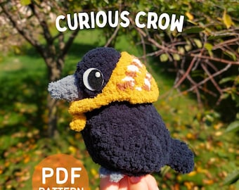 Crow Crochet Pattern, Amigurumi Chubby Crow PDF Pattern, Fall Crochet Animal, Amigurumi Bird, Digital Pattern, Crafts Tutorial, Headscarf