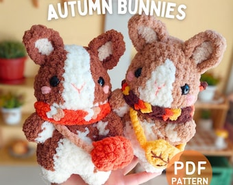 Autumn Bunny Crochet Pattern, Amigurumi Chubby Bunny PDF Pattern, Fall Crochet Animal, Amigurumi Bunny, Digital Pattern, Crafts Tutorial