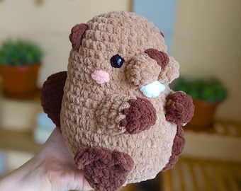Crochet Beaver Plush, Amigurumi Beaver, Chubby Beaver Stuffed Toy, Cute Crochet Animal, Crocheted Plush, Beaver Stuffed Animal