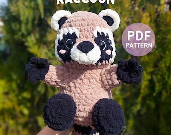 Raccoon Crochet Pattern, Amigurumi Raccoon PDF Pattern, Crochet Animal Pattern, Amigurumi Cuddly Raccoon, Digiral Pattern, Crafts Tutorial