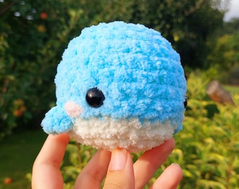 Super Soft Crochet Whale Plushie, Fluffy and Squishy Whale Amigurumi, Custom Stuffed Animal Toy, Desk Buddy Plushy, Stress Ball Crochet Toy