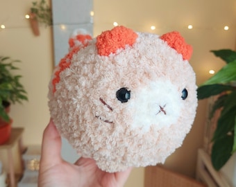 Chubby Crochet Cat Plush, Orange Striped Cat Plushie, Fluffy and Soft Cat Toy, Crochet Stuffed Animals, Cat Amigurumi, Cute Crochet Kitty