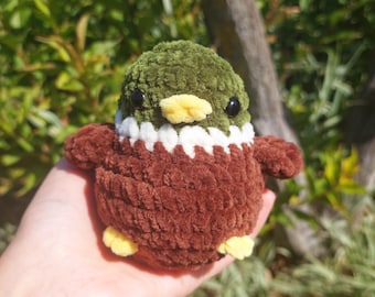 Plushie Mallard Duck Squishy, Super Soft Cute Crochet Amigurumi, Cuddly Toy Stuffed Animal, Desk Buddy Plushy Pocket Pal, Stress Duckling