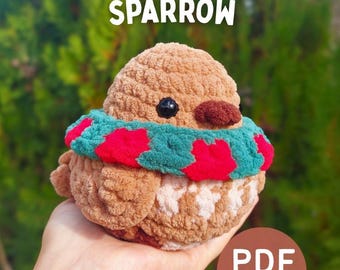 Crochet Bird Pattern, Crochet Sparrow Pattern, Christmas&Festive Crochet, Amigurumi Bird, Digital Crochet Pattern, Holiday Crafts Tutorial