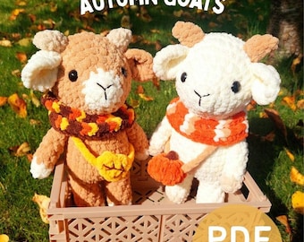 Crochet Goat Pattern, 2-in-1 Autumn Goat, Fall Crochet Pattern, Amigurumi Goats, PDF Pattern, Digital Crochet Pattern, Fall Crafts Tutorial