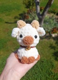 Little Cow Plushie, Cute Mini Cow Crochet Plush, Moochi Tiny Cow, Baby Cow Amigurumi Toy, Little Desk Buddy Cow Plushy, Small Stuffed Animal product logo