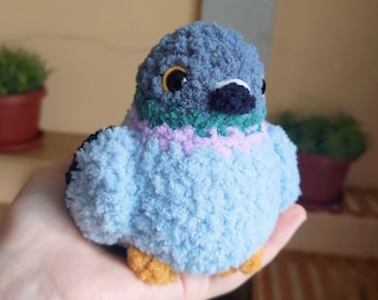 Baby Pigeon Crochet Plushie, Amigurumi Chubby Pigeon, Cute Crochet Animal, Stuffed Toy, Desk Buddy, Crochet Bird, Bird Amigurumi, Bird Plush