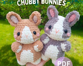 Bunny Crochet Pattern, Amigurumi Chubby Bunny PDF Pattern, Crochet Animal Pattern, Amigurumi Bunny, Digital Pattern, Crafts Tutorial