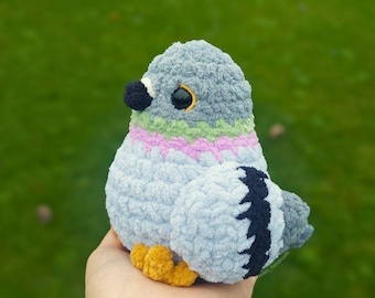 Pigeon Crochet Plushie, Amigurumi Chubby Pigeon, Cute Crochet Animal, Stuffed Toy, Desk Buddy, Crochet Bird, Bird Amigurumi, Bird Plush