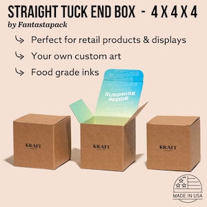 STE Custom Boxes 4x4x4, Full-Color, Use Your Own Design on Premium White, Sturdy Boxes, Great for Mailers, Product Packaging, and much more