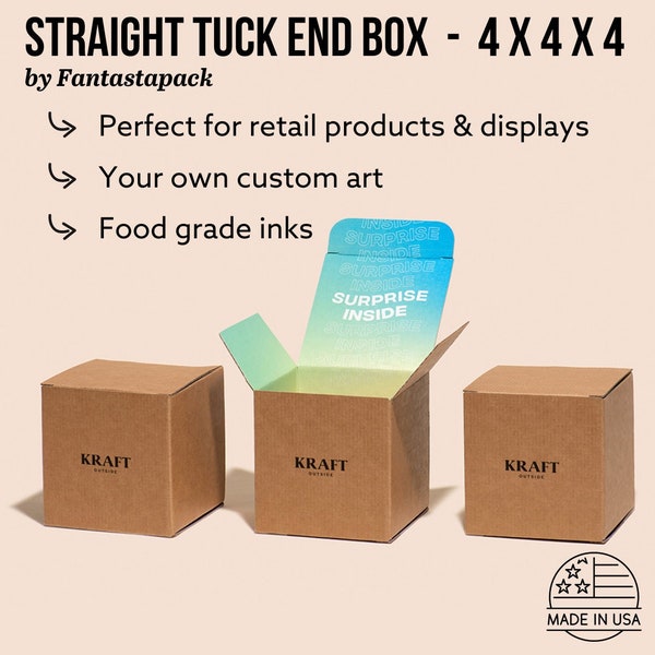 STE Custom Boxes 4x4x4, Full-Color, Use Your Own Design on Premium White, Sturdy Boxes, Great for Mailers, Product Packaging, and much more