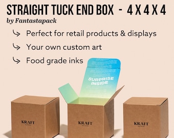 STE Custom Boxes 4x4x4, Full-Color, Use Your Own Design on Premium White, Sturdy Boxes, Great for Mailers, Product Packaging, and much more
