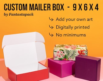 Custom Printed Boxes 9"x6"x4", Full-Color, Use Your Own Design, Sturdy Packaging Boxes, Great for Mailers, Packaging, and much more