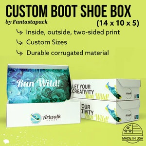 Custom Shoe Boxes 14x10x5, Full-Color, Use Your Own Design, Sturdy Packaging Boxes, Shoe Box for Women, Kids, and Men.