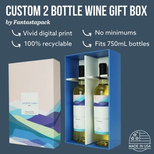 Two Bottle Wine Display Gift Box, 13&quot; x 7.313&quot; x 3.563&quot;, Full-Color on Premium White Box, Use Your Own Design, Premium Quality Display Box