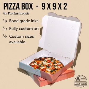 Pizza Custom Boxes 9x9x2, Full-Color on Premium White Box, Use Your Own Design, Sturdy Packaging Boxes, Great for Mailers, and much more