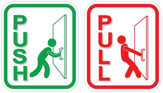 PUSH PULL Door Sigh Vinyl Sticker Decal Sign Set of 2 | Etsy