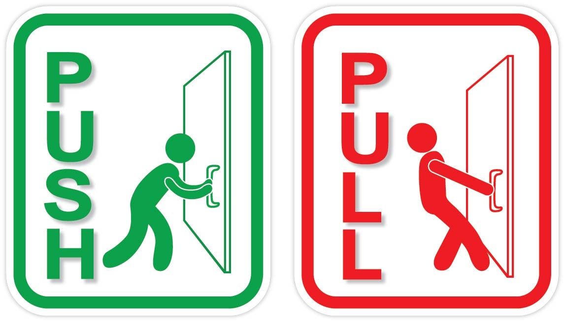PUSH PULL Door Sigh Vinyl Sticker Decal Sign Set of 2 4x5 Etsy