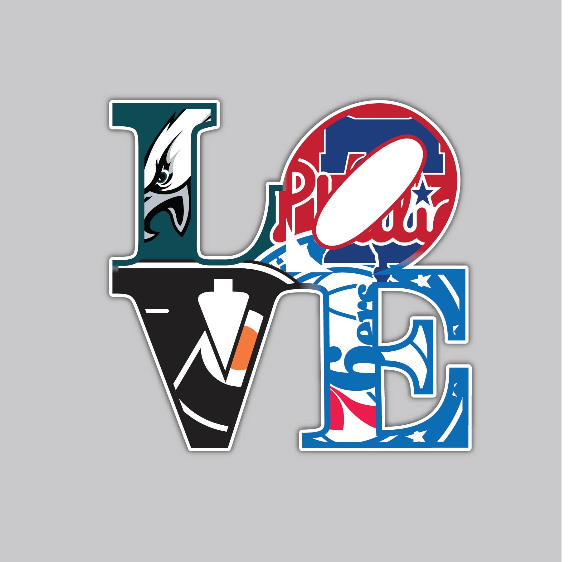Philly Philadelphia Love Sport Fan Mashup Art Vinyl Sticker Etsy