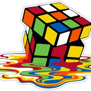 Melting Rubik's Cube SIZES Vinyl Decal Sticker Laptop Car Bumper