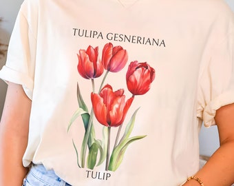 Flower Shirt, 90s Retro Vintage Tulip T-Shirt, Wildflowers Nature Shirt, Floral Graphic Tee, Botanical Shirt, Gift For Her, Italian Gifts