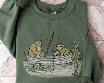 Frog Sweatshirt, Trendy Cute Toad Sweater, 90s Y2K Vintage Graphic Unisex Crewneck, Oversized Mens Womens Pullover, Nature Book Lovers Gift