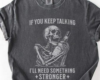 Comfort Colors® Drinking Skeleton T-Shirt, 90s Y2K Retro Vintage Graphic Tee, Funny Shirt, Unisex Shirt, Gift For Him or Her