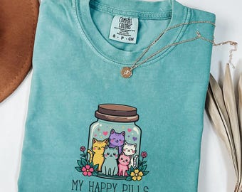 Retro Funny Cat Coffee Graphic T-Shirt
