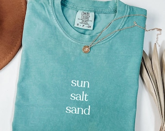 Comfort Colors Shirt Sun Salt Sand, Coastal Beach Shirt For Women, Minimal Summer Tee, Ocean Lover Gift, Trendy Vacation Shirt, Seaside Gift